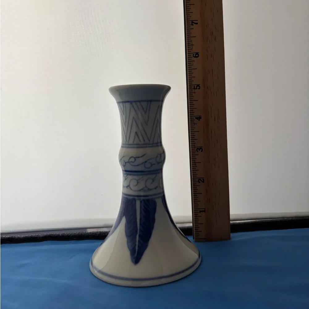 Vintage William Sonoma Blue and white ceramic candle holder. No chips or cracks.